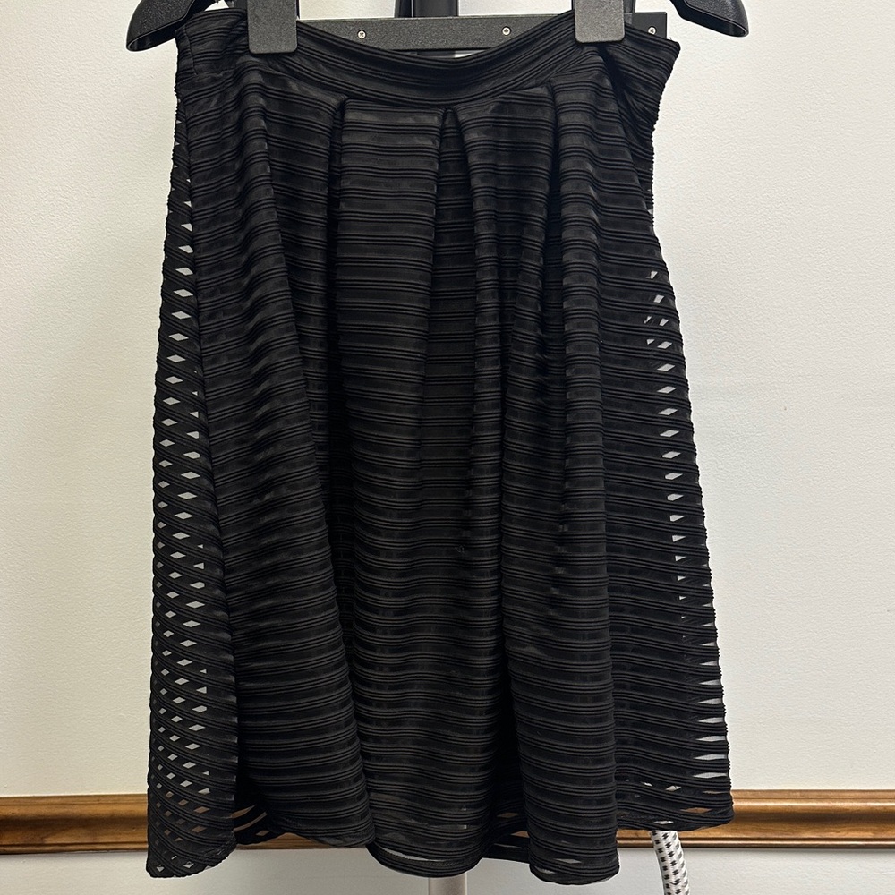 See You Monday Black Textured A-Line Skirt